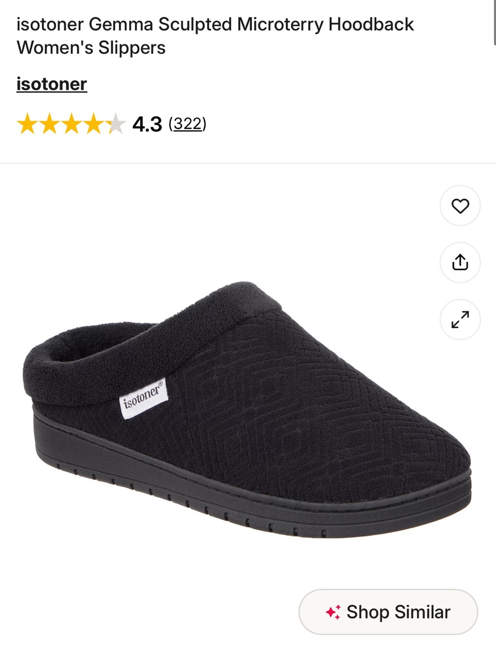 Isotoner Slipper BRAND NEW black XL womenโs Gemma